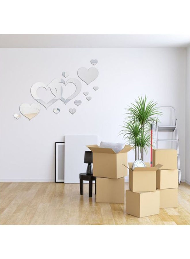 Sharpdo 12-Piece Heart Shape Wall Sticker Set Silver 52 x 75cm - Image 3