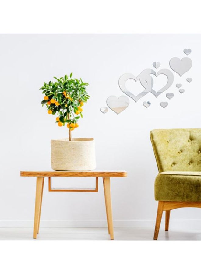 Sharpdo 12-Piece Heart Shape Wall Sticker Set Silver 52 x 75cm - Image 2