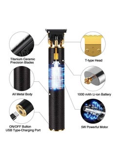 Generic Waterproof Rechargeable Electric Pro Li Clippers Black/Gold 8.9x6.69x2.2inch  - Image 2