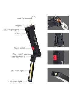 بيوينتي مصباح يدوي ومحمول وقابل للشحن ومزود بمنفذ USB أسود/أحمر/أبيض 7 x 18سم  - Image 3