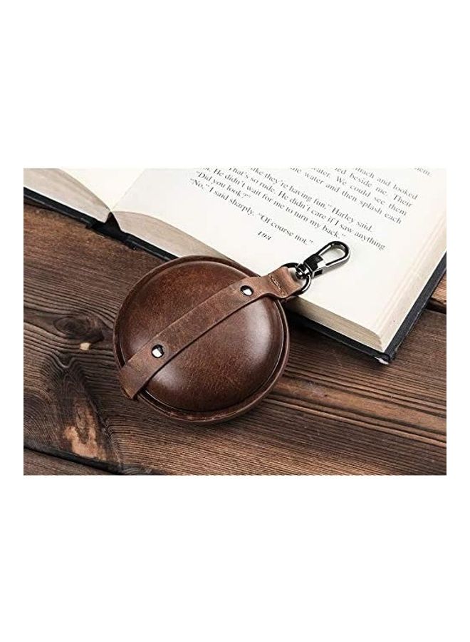 Portable Leather Case For Samsung Galaxy Buds Live Brown - Image 4