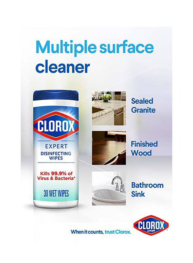 Clorox Expert Disinfecting Wipes Fresh Scent With Moisture Lock Lid, Multi-Surface Bleach Free Cleaning Wipes, 30 Wet Wipes, Bundle Pack of 3 Special Offer White  - Image 4