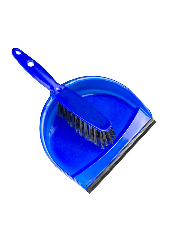 MERY Broom & Mop Dust Pan With Rubber Brush Blue  - Image 1