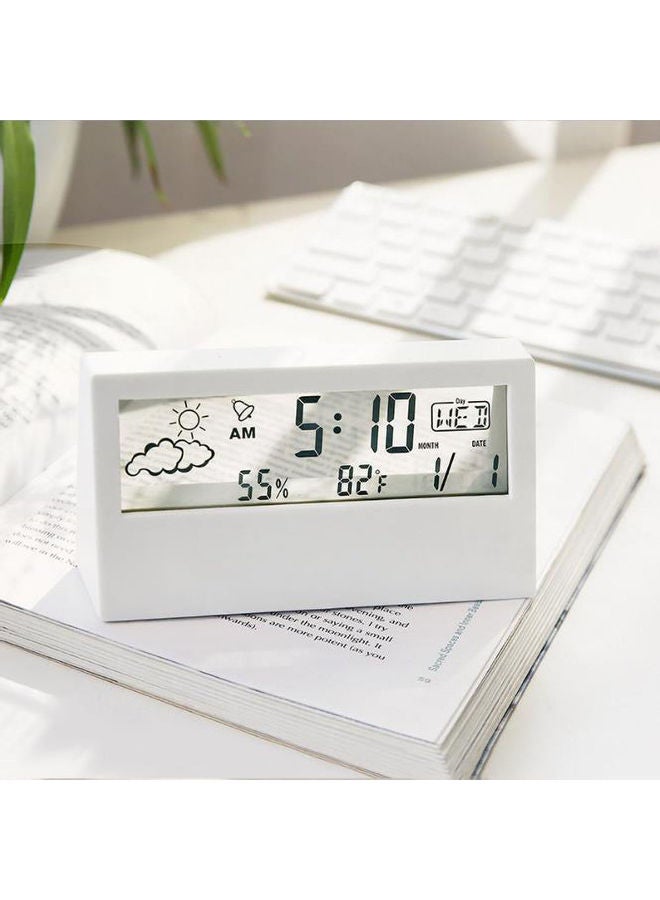 AnneFish Simple Transparent Screen Desktop Small Alarm Clock White 13.3 x 7.3 x 3.2cm  - Image 1