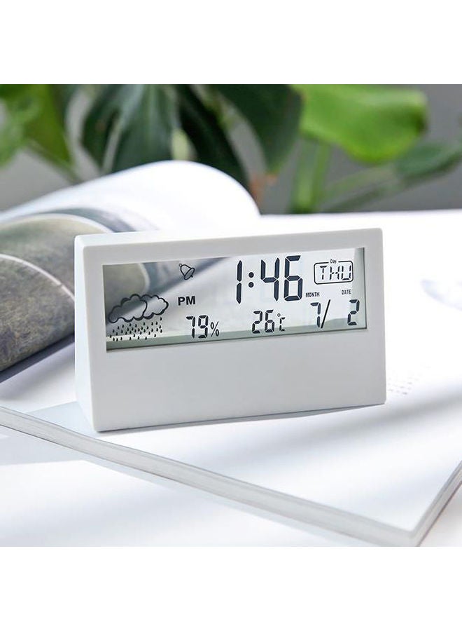 AnneFish Simple Transparent Screen Desktop Small Alarm Clock White 13.3 x 7.3 x 3.2cm  - Image 2