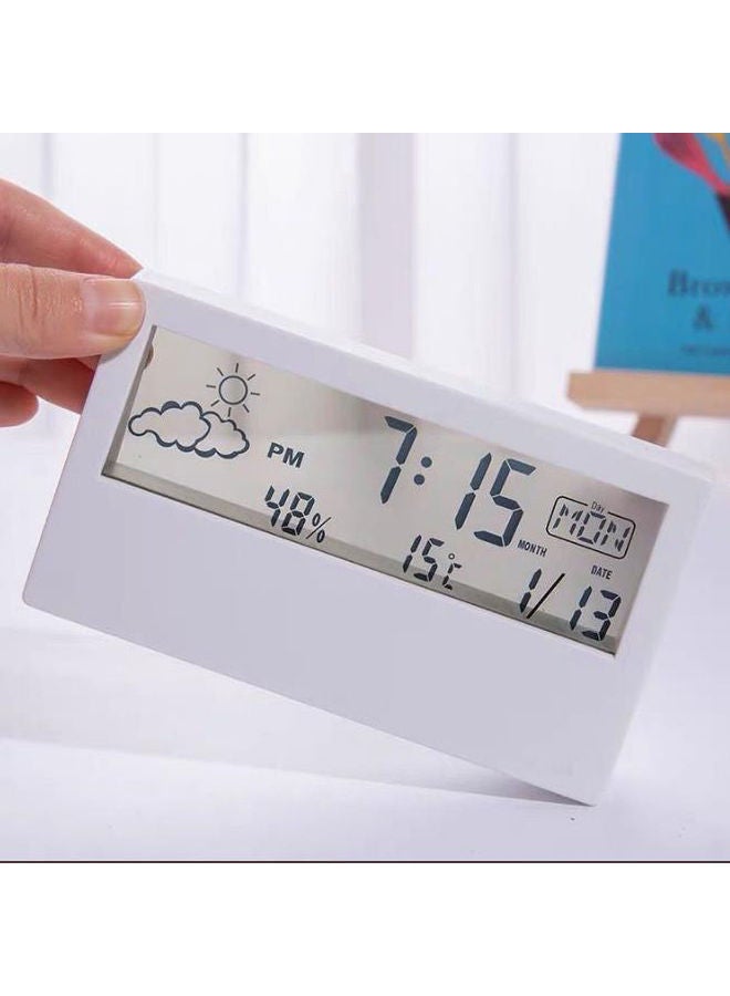 AnneFish Simple Transparent Screen Desktop Small Alarm Clock White 13.3 x 7.3 x 3.2cm  - Image 3