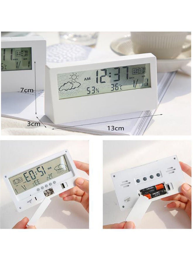 AnneFish Simple Transparent Screen Desktop Small Alarm Clock White 13.3 x 7.3 x 3.2cm  - Image 5