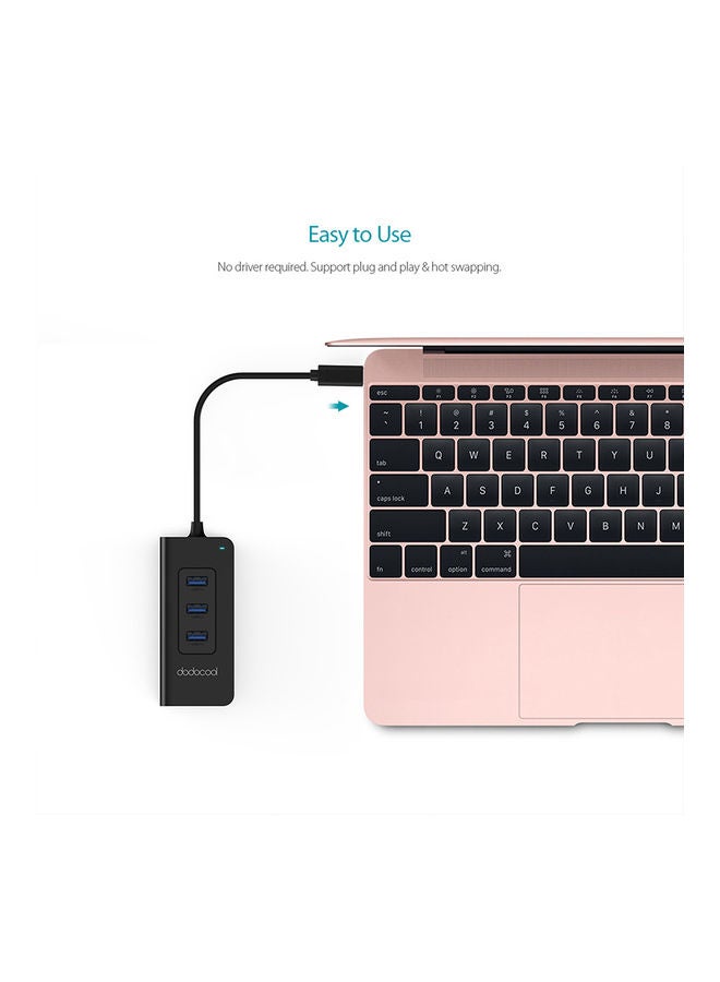 دودوكول موزع USB-C إلى 4 منافذ USB 3.0 أسود  - Image 4