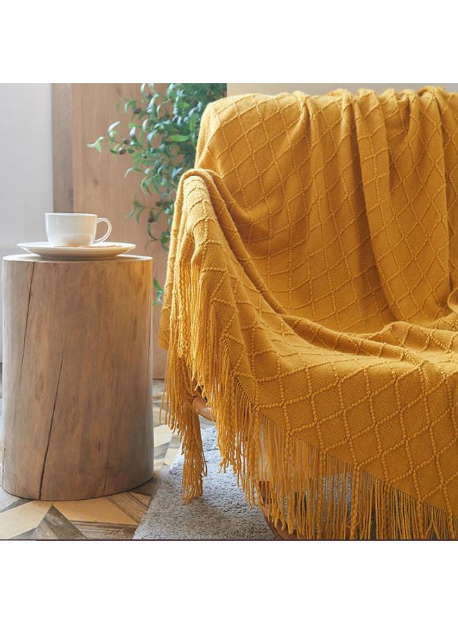 ماركة غير محددة - بطانية ناعمة وجيدة التهوية قطن أصفر 127 x 70سم - Image 1