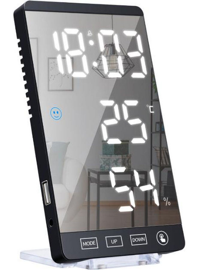AnneFish - LED Digital Desktop Mirror Alarm Clock Black 6.2 x 8.5 x 15.3cm - Image 1