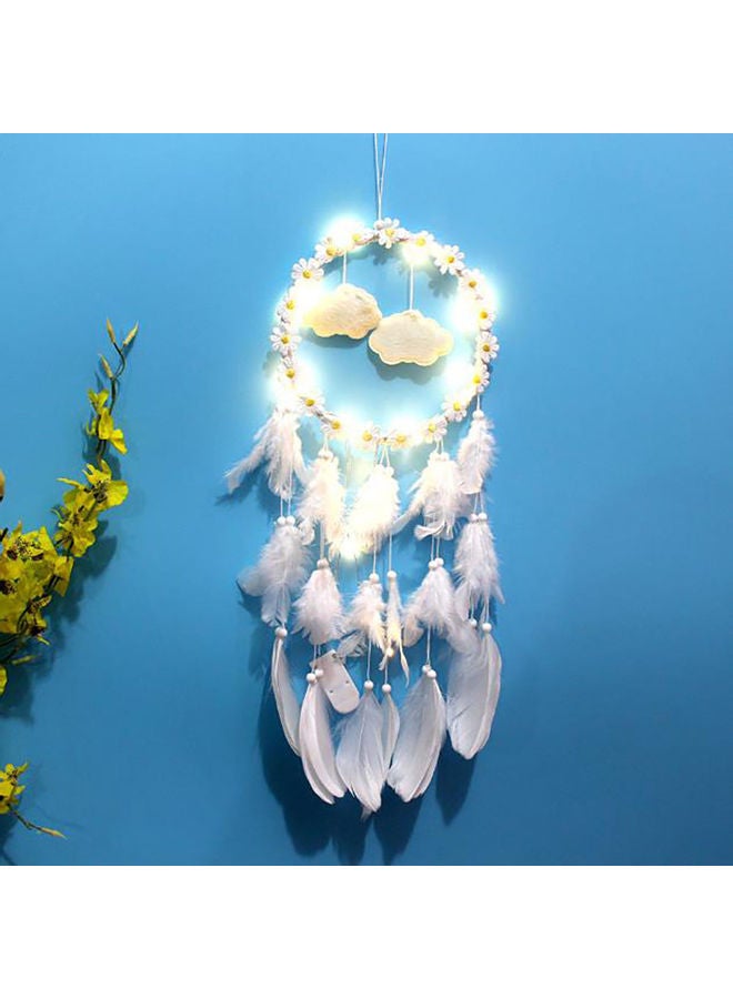AnneFish Little Daisy Feather Dream Catcher White 60cm  - Image 1
