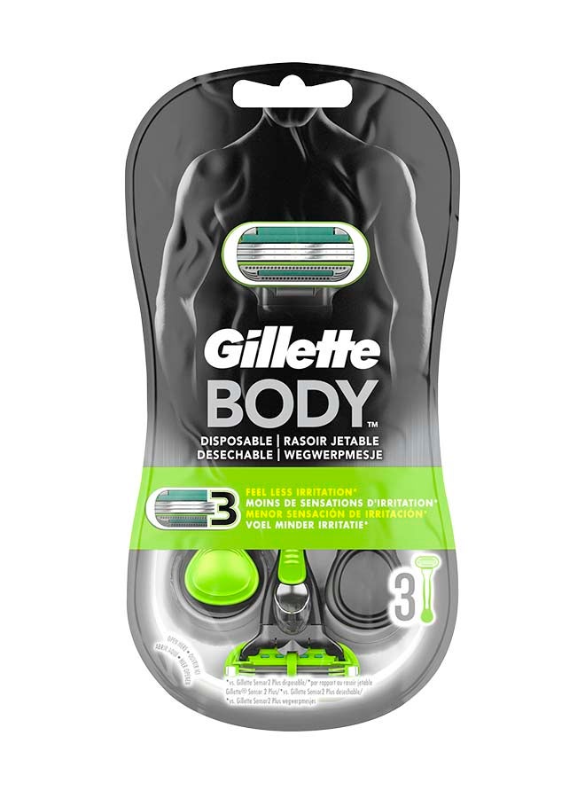 Gillette Body Men’S Disposable Razors, 3 Count One Size - Image 2