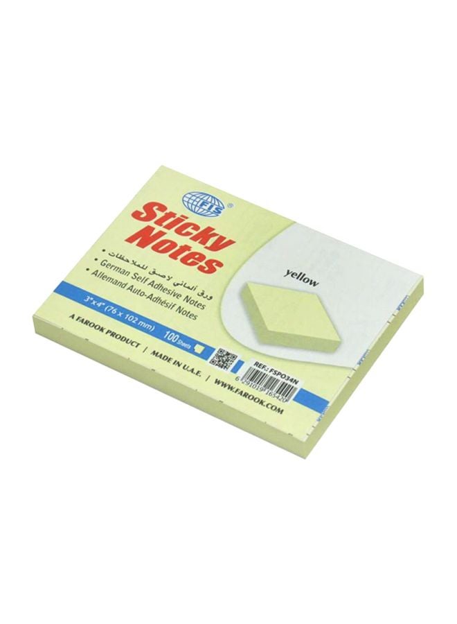إف اي أس  طقم أوراق ملاحظات لاصقة مكون من 12 قطعة أصفر - Image 1