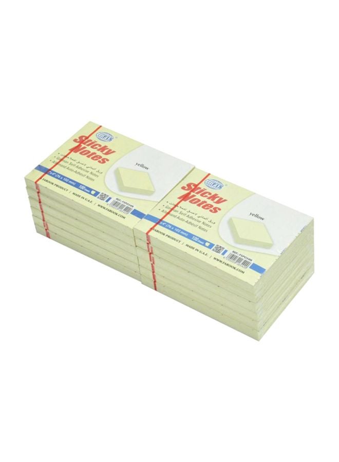 إف اي أس  طقم أوراق ملاحظات لاصقة مكون من 12 قطعة أصفر - Image 3