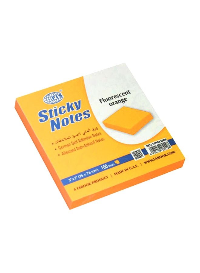 FIS Sticky Notes (12x100 Sheets) Fluorescent Orange - Image 1