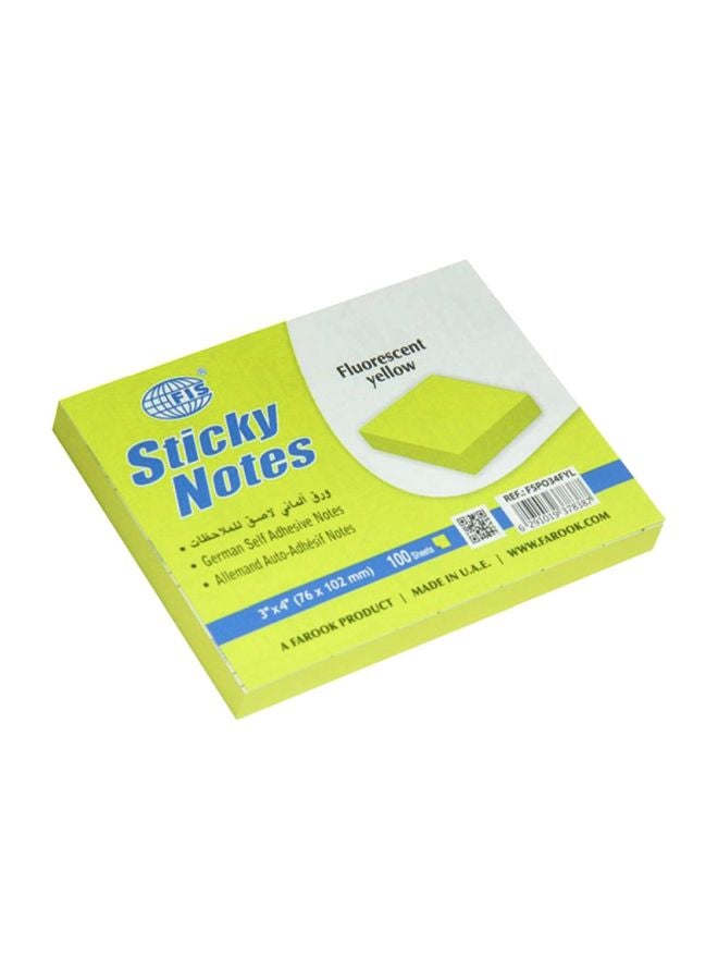 FIS 12-Piece Sticky Notes Set Fluroscent Yellow - Image 1