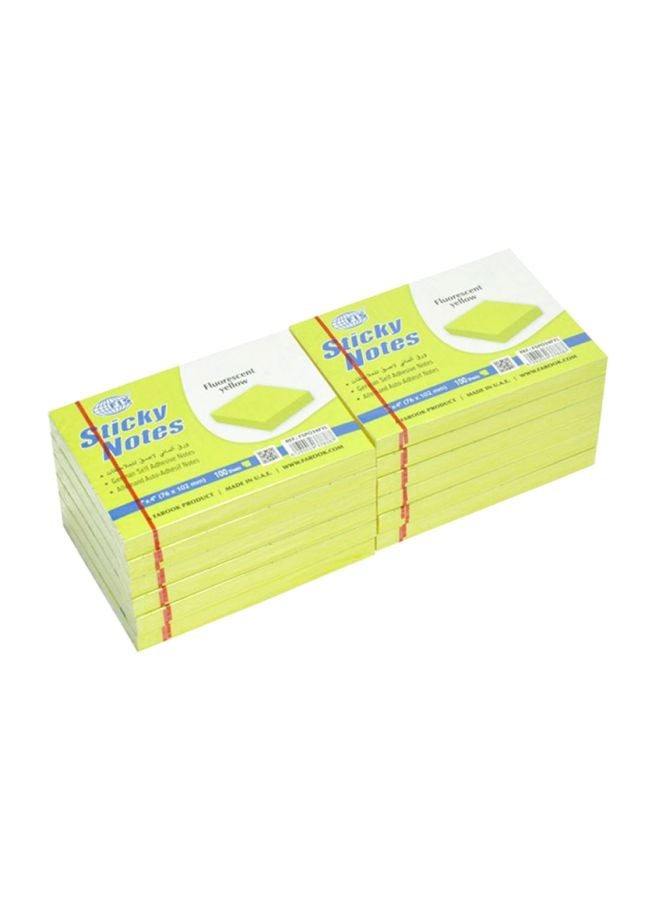 FIS 12-Piece Sticky Notes Set Fluroscent Yellow - Image 3