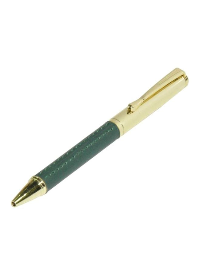 FIS Ball Point Pen With Italian PU Wrap And Gift Box Green/Gold - Image 1
