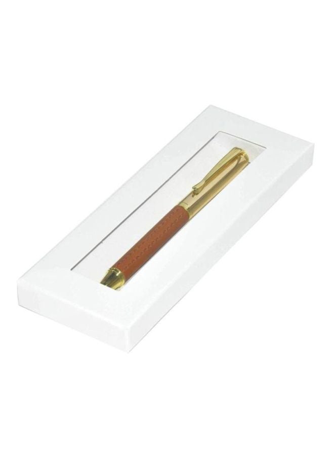 FIS Ball Point Pen With Italian Wrapper And Gift Box Gold/Brown - Image 2