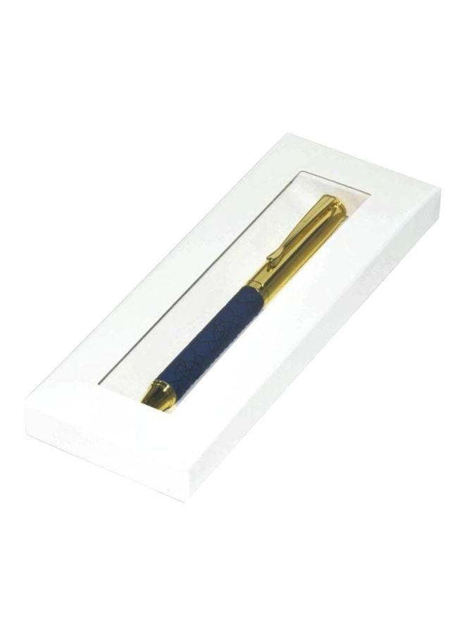 FIS Embossed Ballpoint Pen With Italian PU Wrapper And Gift Box Gold/Blue - Image 2