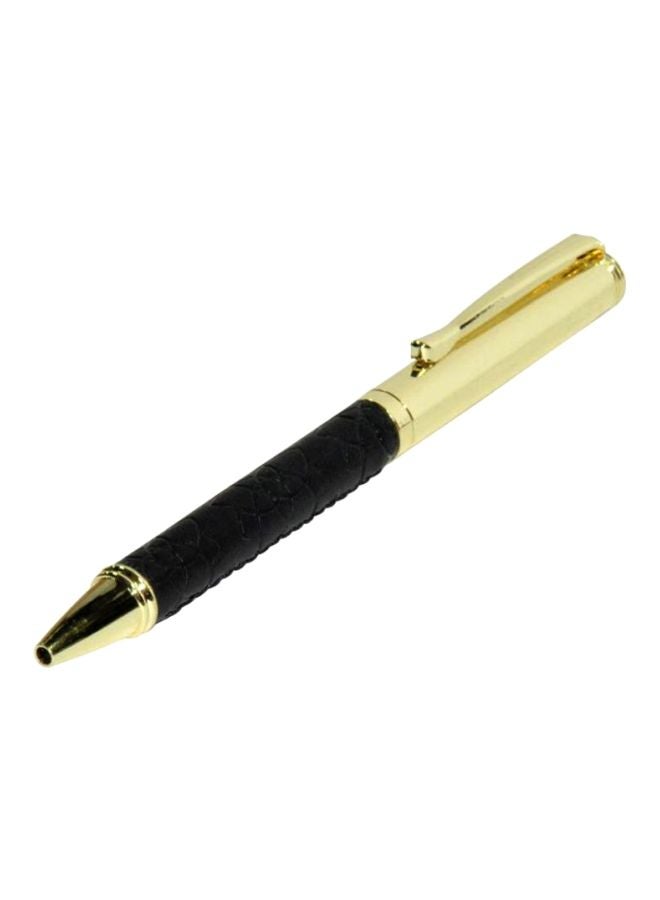 FIS Ballpoint Pen With Embossed Italian PU Wrapper And Gift Box Gold/Black - Image 1