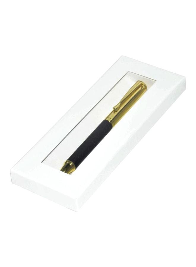 FIS Ballpoint Pen With Embossed Italian PU Wrapper And Gift Box Gold/Black - Image 2