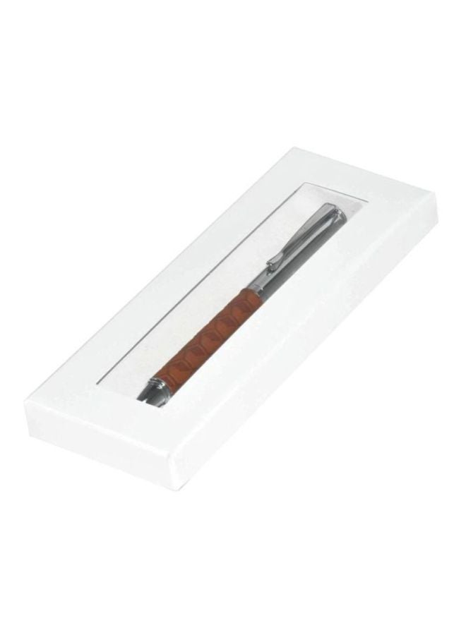 إف اي أس  قلم حبر جاف بغلاف وعلبة هدايا فضي/بني - Image 2