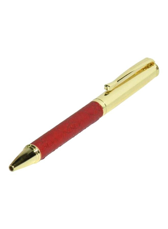 FIS Embossed Ballpoint Pen With Italian PU Wrapper And Gift Box Maroon/Gold - Image 1