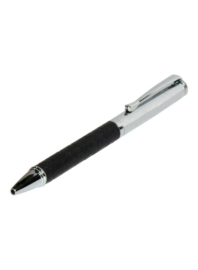 FIS Ballpoint Pen With Embossed Italian PU Wrapper And Gift Box Silver/Black - Image 1