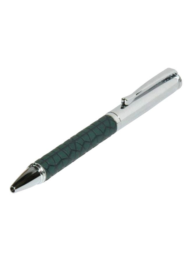 FIS Ballpoint Pen With Embossed Italian PU Wrapper And Gift Box Green/Silver - Image 1