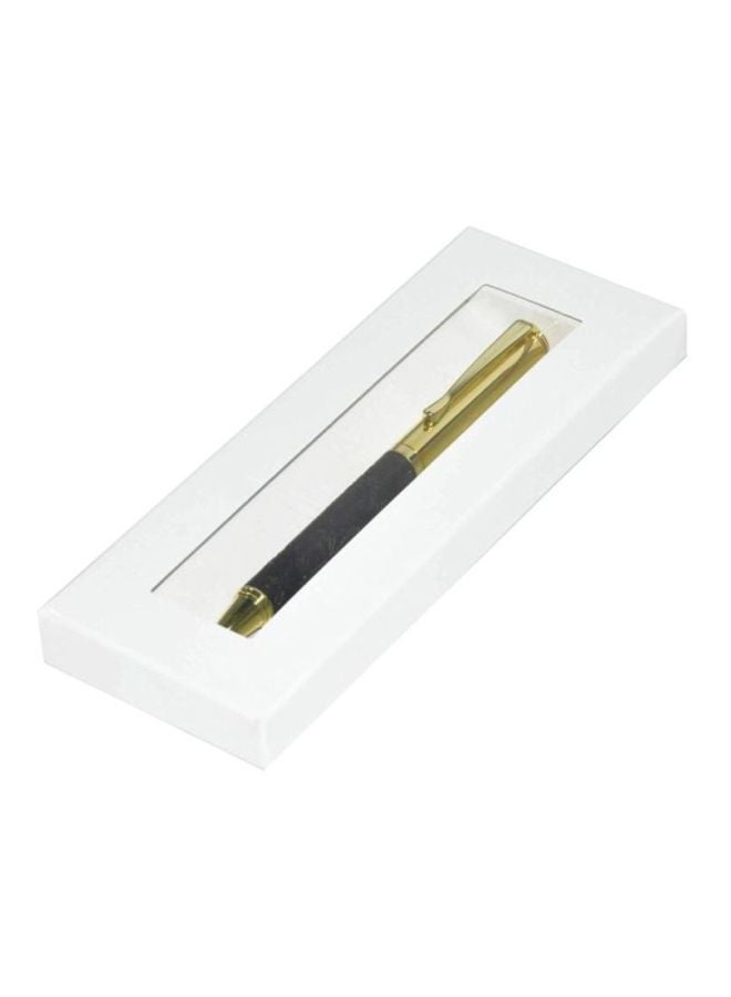 إف اي أس  قلم حبر جاف منقوش بغطاء من البولي يوريثان الإيطالي وصندوق للهدايا أسود/ذهبي - Image 2