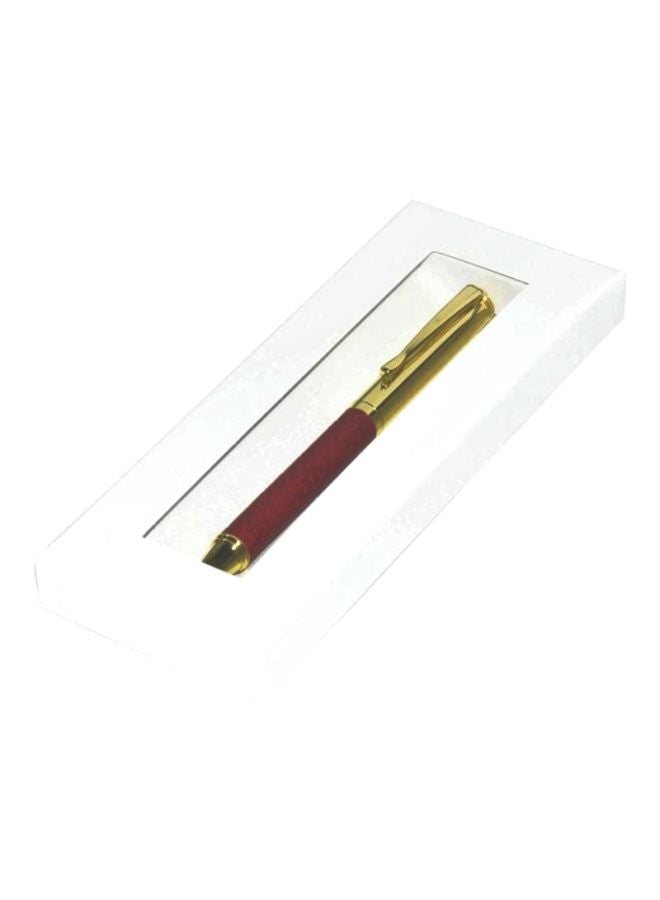 FIS Embossed Ballpoint Pen With Italian PU Wrapper And Gift Box Maroon/Gold - Image 2