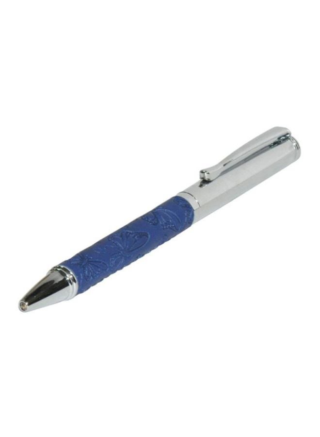 FIS Ballpoint Pen With Embossed PU Wrapper And Gift Box Blue/Silver - Image 1