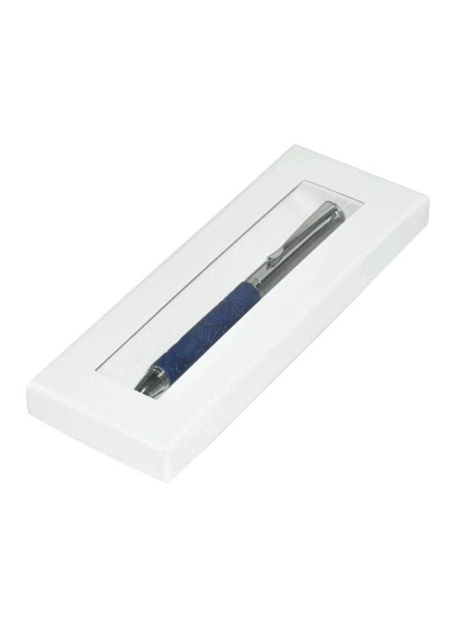 FIS Ballpoint Pen With Embossed PU Wrapper And Gift Box Blue/Silver - Image 2