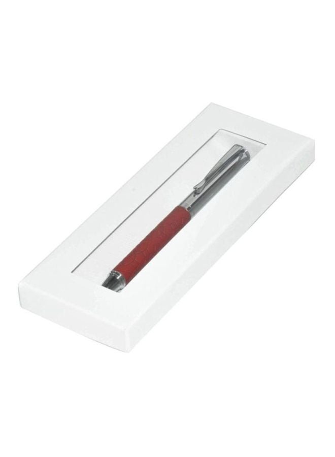 FIS Embossed Ballpoint Pen With Italian PU Wrapper And Gift Box Maroon/Silver - Image 2