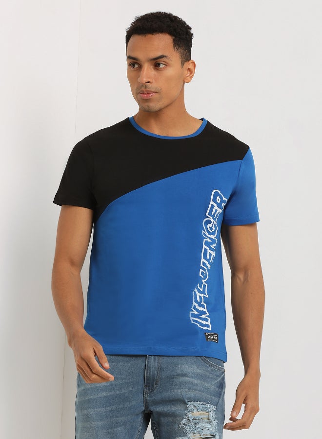 ABOF Crew Neck Stylish T-shirt Black/Blue - Image 1