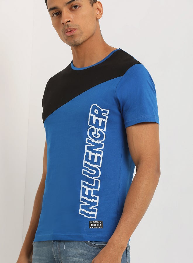 ABOF Crew Neck Stylish T-shirt Black/Blue - Image 3