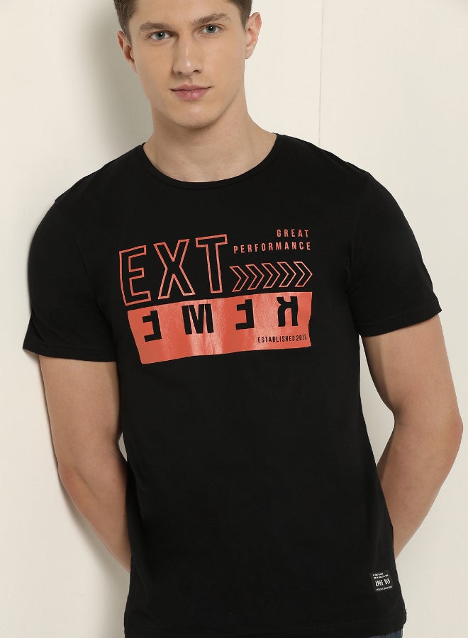 ABOF Crew Neck Stylish T-shirt Black/Red - Image 3