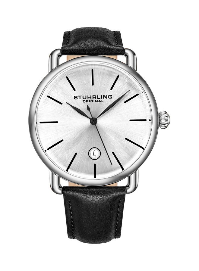 Stuhrling Men's Leather Analog Watch 3913.1 - 42 mm - Black - Image 1