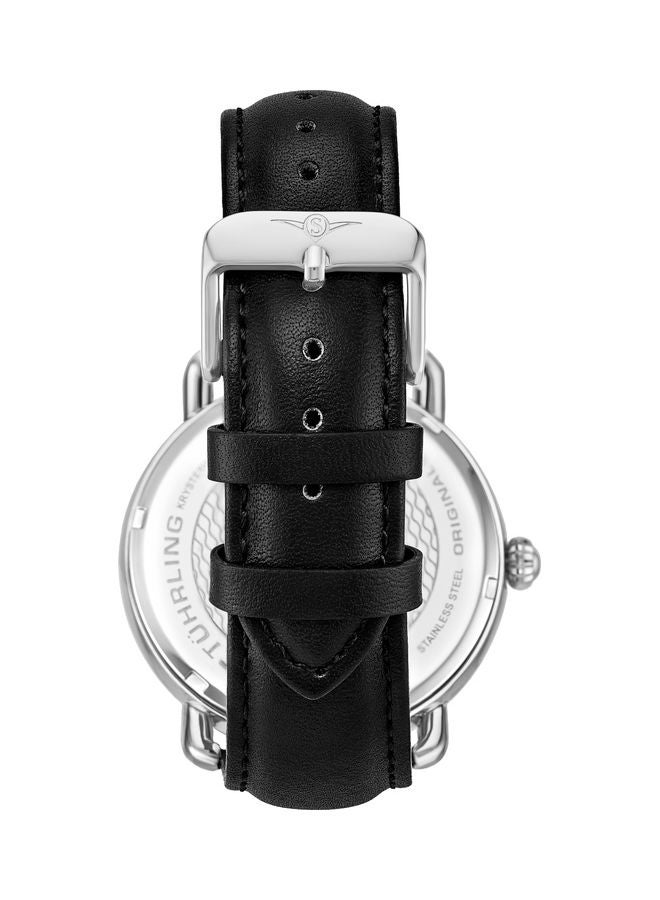 Stuhrling Men's Leather Analog Watch 3913.1 - 42 mm - Black - Image 2