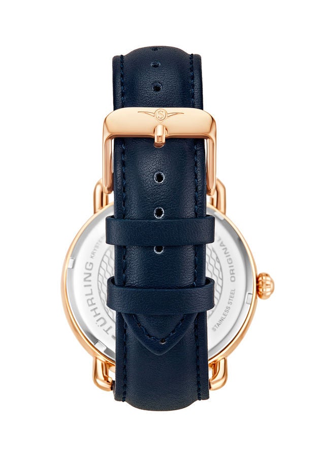 Stuhrling - Men's Leather Analog Watch 3913.5 - 42 mm - Blue - Image 1