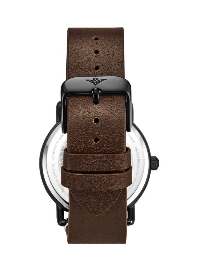 Stuhrling Men's Leather Analog Watch 3901.4 - 38 mm - Brown - Image 2