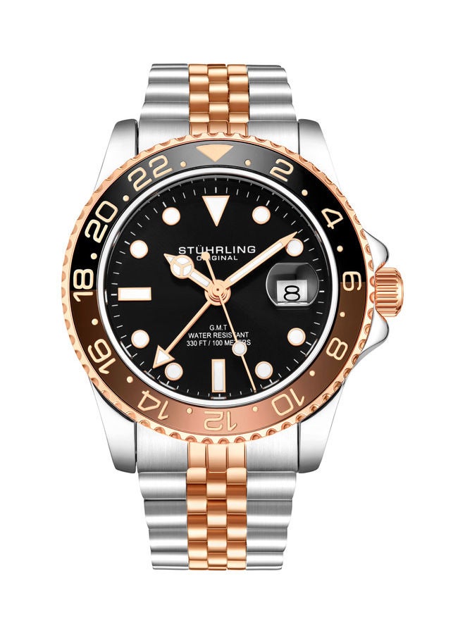 Stuhrling Men's Meridian Diver Analog Watch 3968.4 - 42 mm - Silver/Gold - Image 1