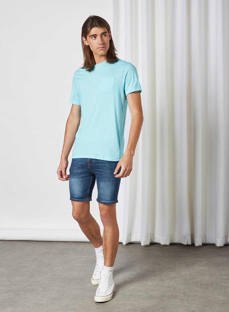 BRAVE SOUL - Stretch Fit Denim Shorts Dark Blue Wash - Image 1