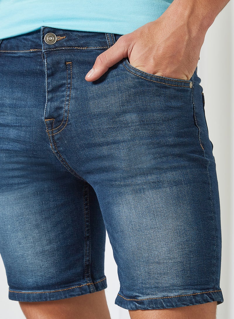 BRAVE SOUL - Stretch Fit Denim Shorts Dark Blue Wash - Image 1