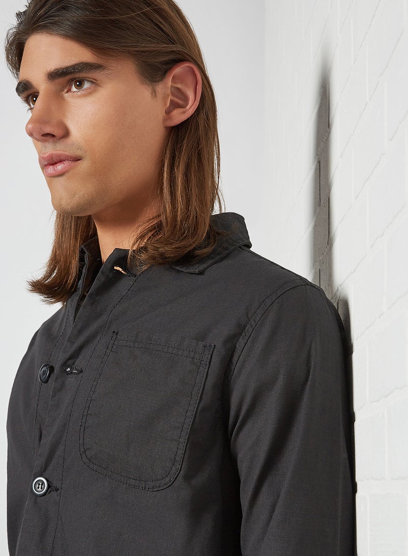 BRAVE SOUL - Basic Cotton Shacket Black - Image 1
