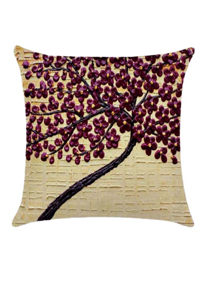 RISHAHOME Flowering Tree Printed Cushion Cover Cotton Blend Multicolour 45 x 45cm 
