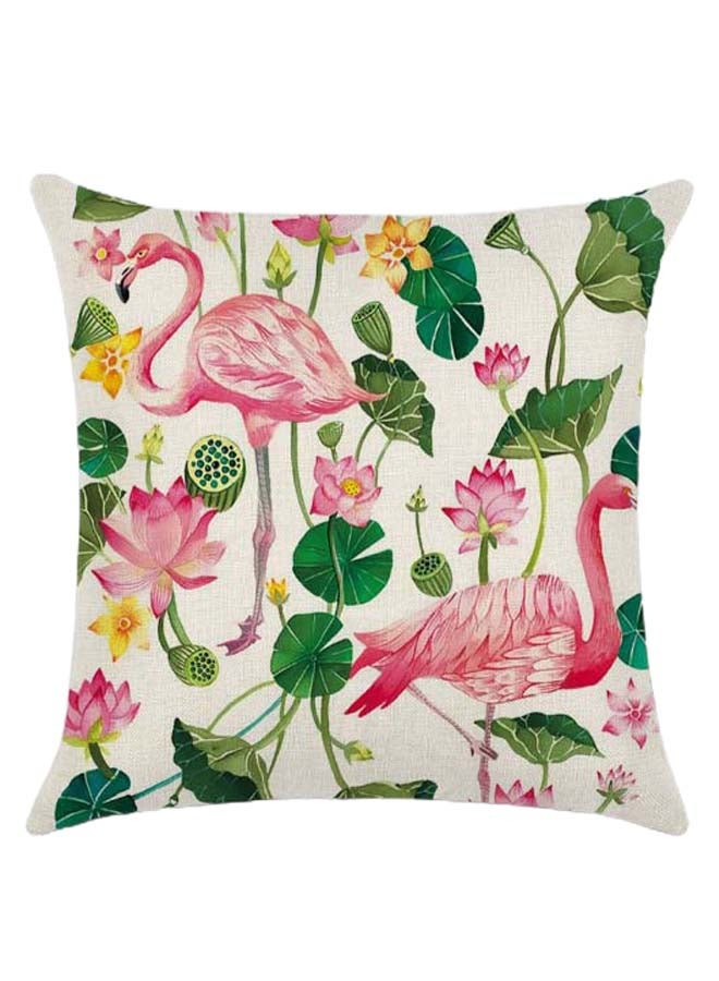 RISHAHOME Flamingo Printed Cushion Cover Cotton Blend Multicolour 45 x 45cm 