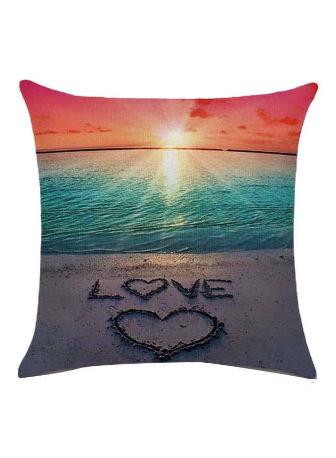 RISHAHOME Love On Beach Printed Cotton Blend Multicolour 45 x 45cm 