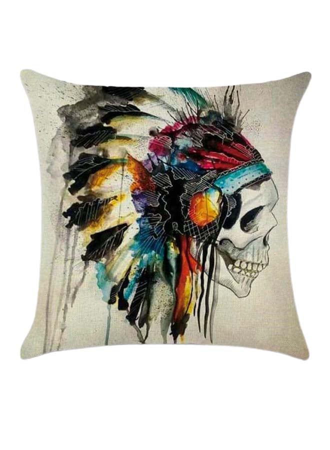 RISHAHOME Skull Printed Cushion Cover Cotton Blend Multicolour 45 x 45cm 